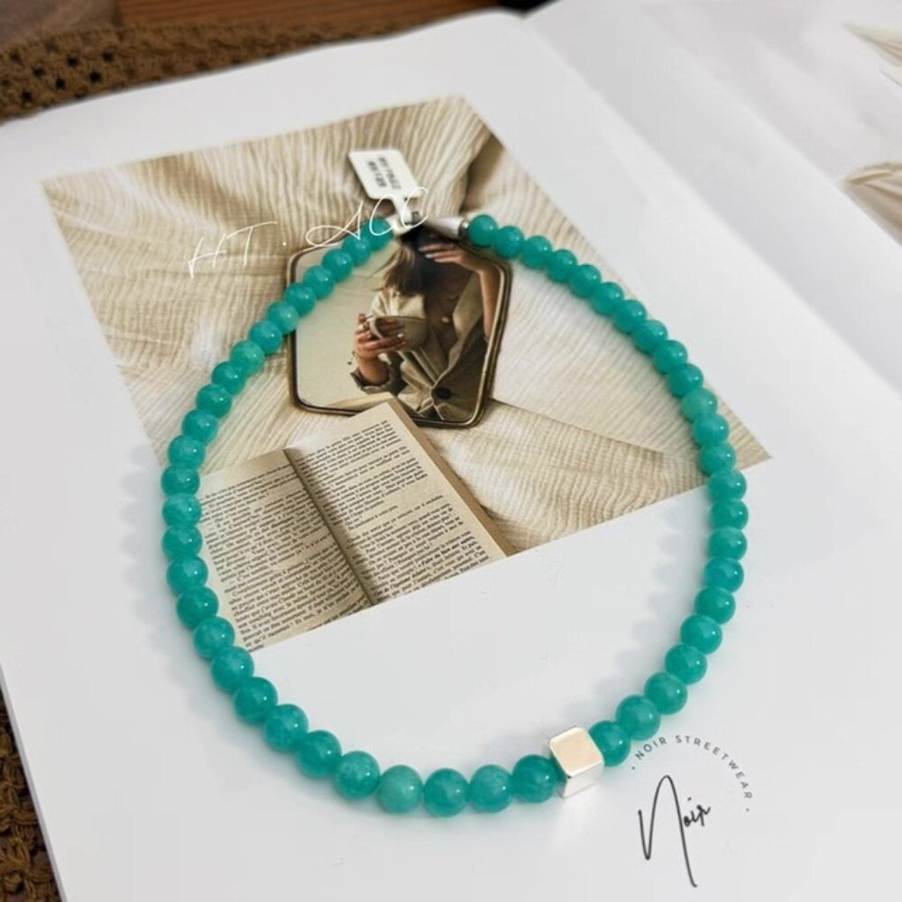 Amazonite Silver Bead Necklace - image 1